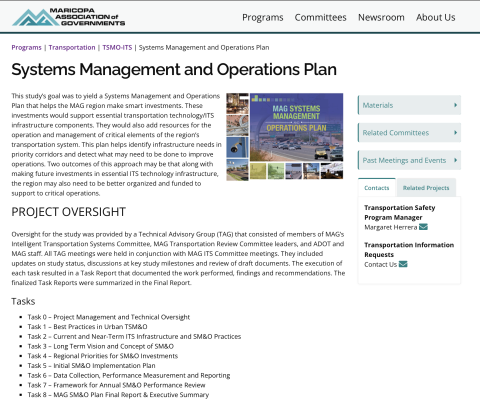 Maricopa Association of Governments Systems Management and Operations Plan